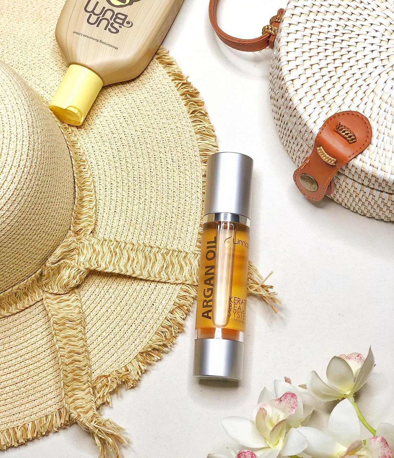 UNNIQUE Pure Argan Oil for Hair - Hair Serum for Frizz Control, Instant Shine & Softness Argan Oil of Morocco for All Hair Types 1.7 FL OZ