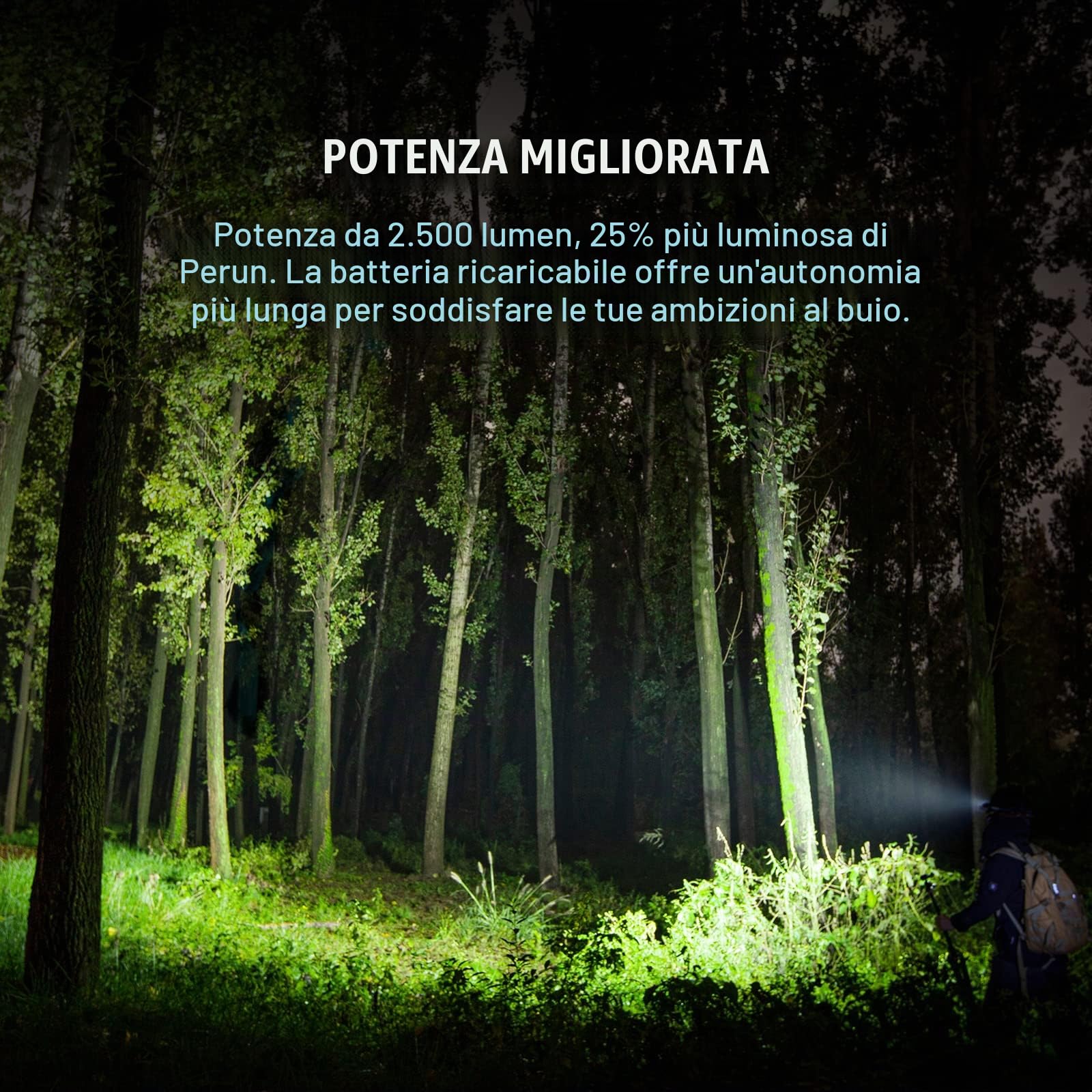 OLIGHT Perun 2 Torcia Frontale LED Ricaricabile 2500 Lumen 12 Giorni Max | 5 Modalità LED Bianca e Rossa Dimmerabile, USB Lampada Frontale Impermeabile IPX8, 150 Metros, Torcia da Testa Corsa, Deserto