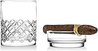 Vista 2 de Godinger Juego de vasos de whisky de cigarros, juego de barra de vidrio de whisky y puros a la antigua moda