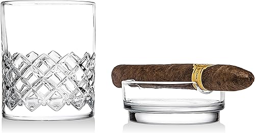 Miniatura 2 de Godinger Juego de vasos de whisky de cigarros, juego de barra de vidrio de whisky y puros a la antigua moda