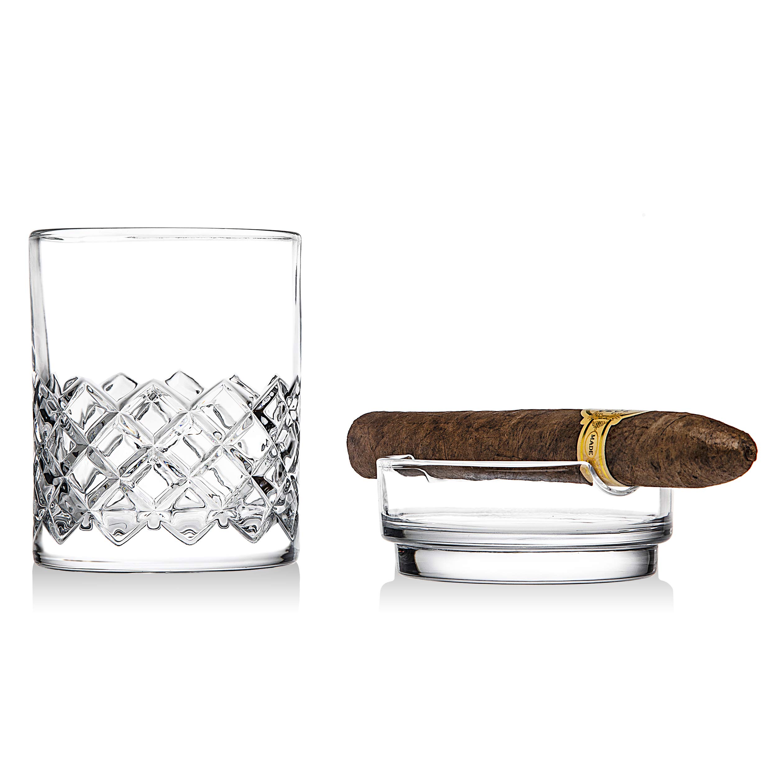 Juego de vasos de whisky de cigarros, juego de barra de vidrio de whisky y puros a la antigua moda 2