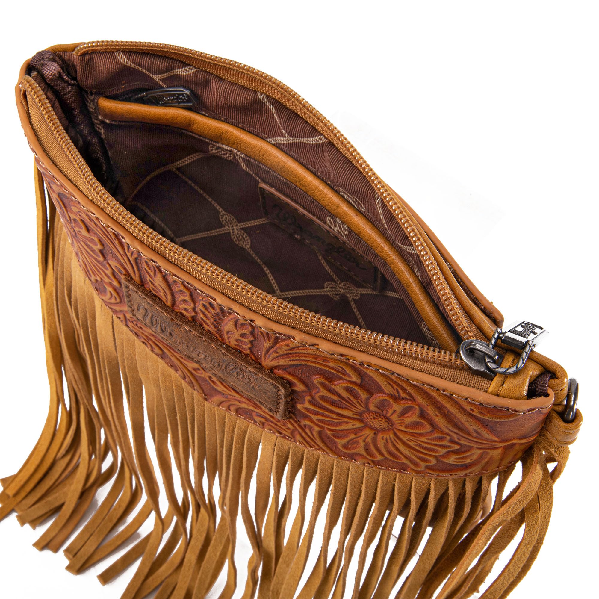 Wrangler, piccola borsa a tracolla da donna, con frange, stile western