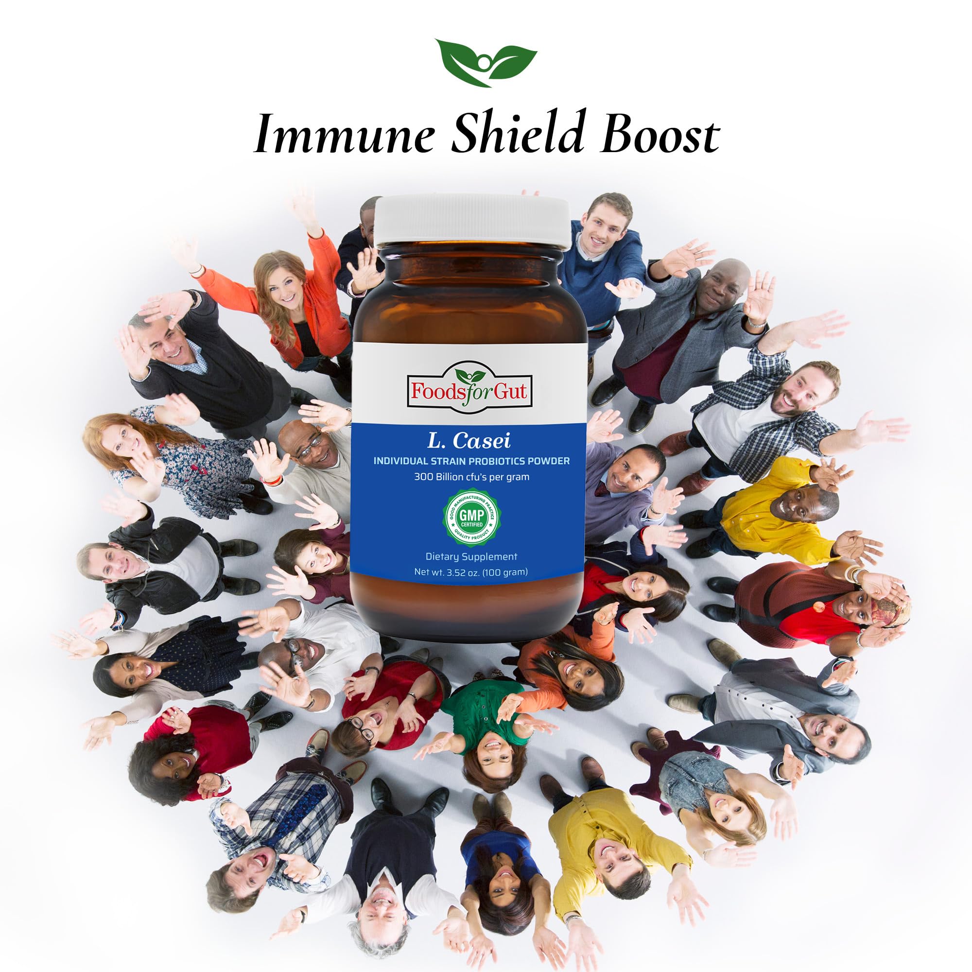 Foods For Gut Lactobacillus Casei Probiotic Powder 300 Billion cfu's | Made in USA | No Additives | Digestive & Immune Support | High Potency | L. Casei | (100 Grams)