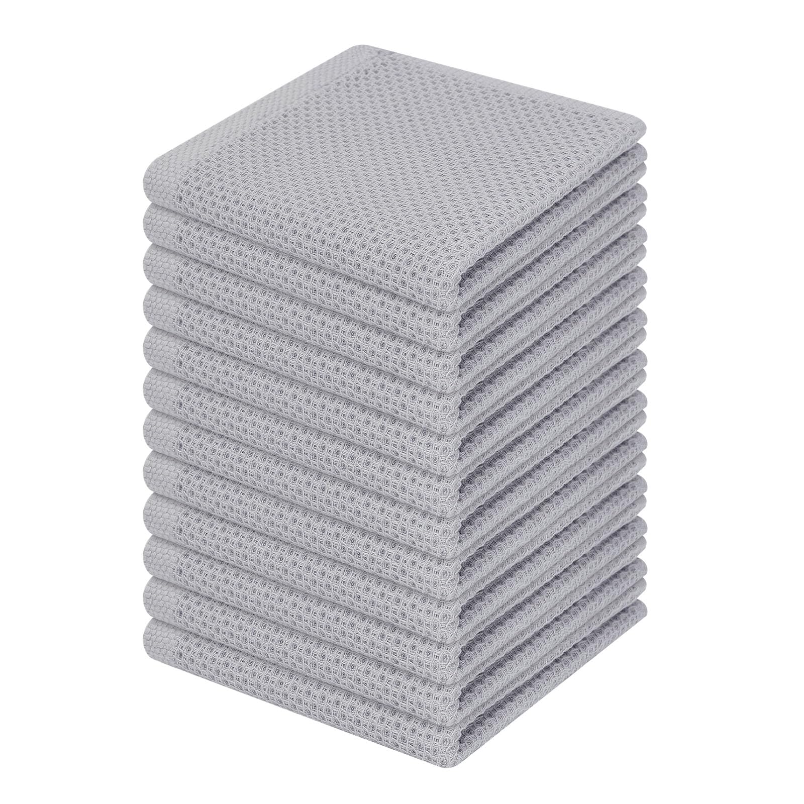 Homaxy Strofinacci da cucina in 100% cotone, ultra morbidi, assorbenti, ad asciugatura rapida, 30 x 30 cm, confezione da 12, colore grigio chiaro