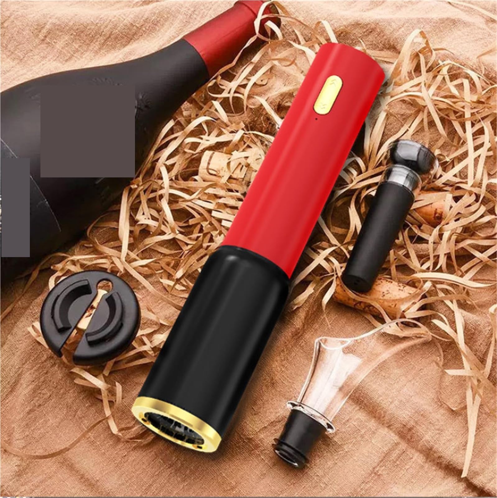 Sacacorchos Abridor De Botellas Vino Eléctrico Automático Y Recargable For Picnics, Restaurantes Fiestas Herramienta Cocina(1 Set)