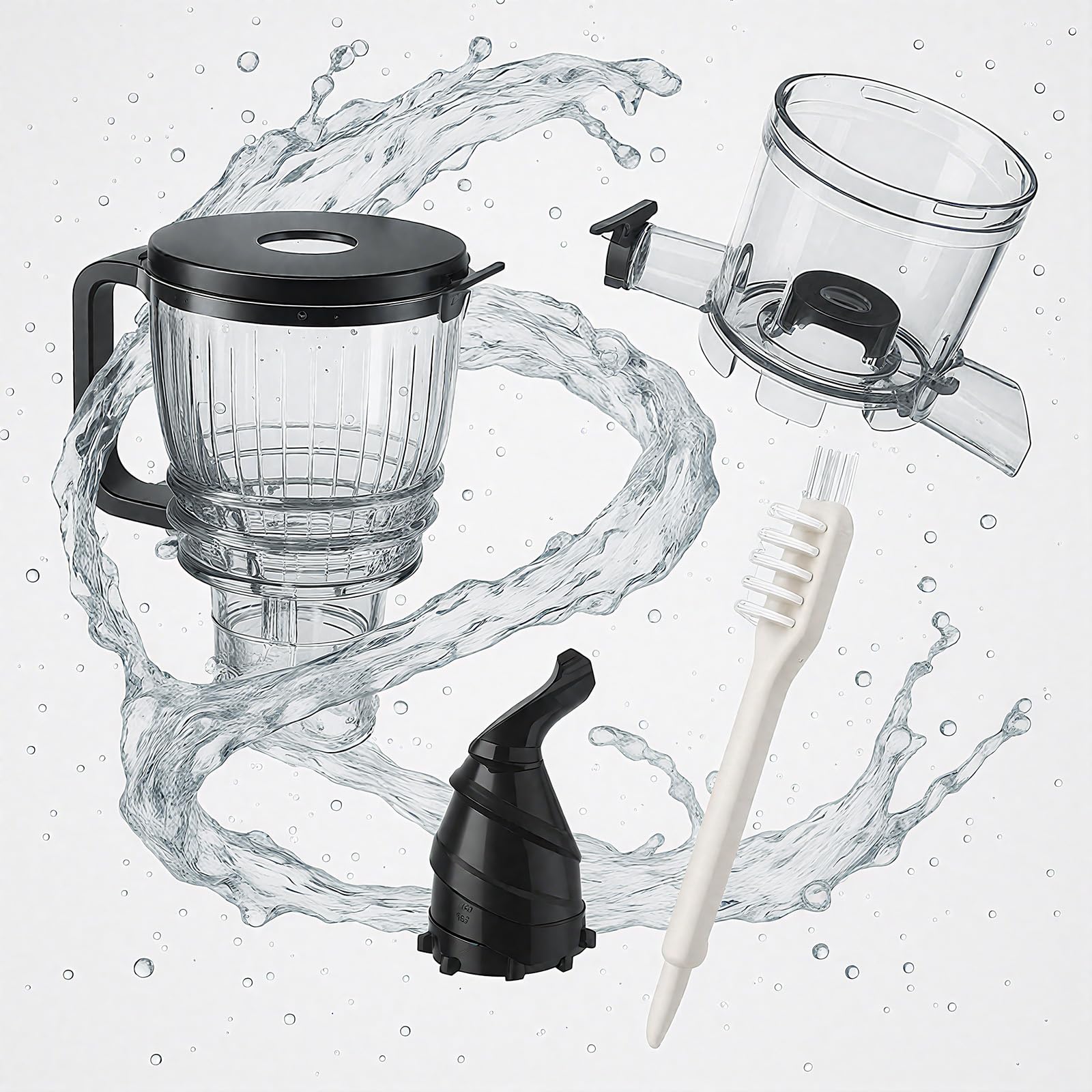 Extractor de Zumos y Verduras, 148mm Capacidad 2L Licuadora Prensado en Frio, 300W Extractor de Jugo Juicer Machine, Función de Masticación Inversa, Fácil de Instalar y Limpiar, Dos Tazas, Uno Cepillo