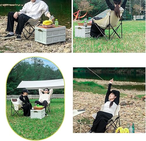 Miniatura 4 de Asixxsix Folding Camping Chair, Lightweight Portable Compact Lawn Chairs with Carry Bag and Side Pockets, for Outdoor Picnic Beach Fishing Park