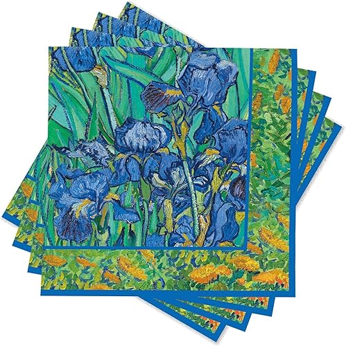 Miniatura 4 de RainCaper Paquete de 20 servilletas de bebidas Monet "Water Lilies" Servilletas de cóctel plegadas de 5 x 5 pulgadas, servilletas desechables