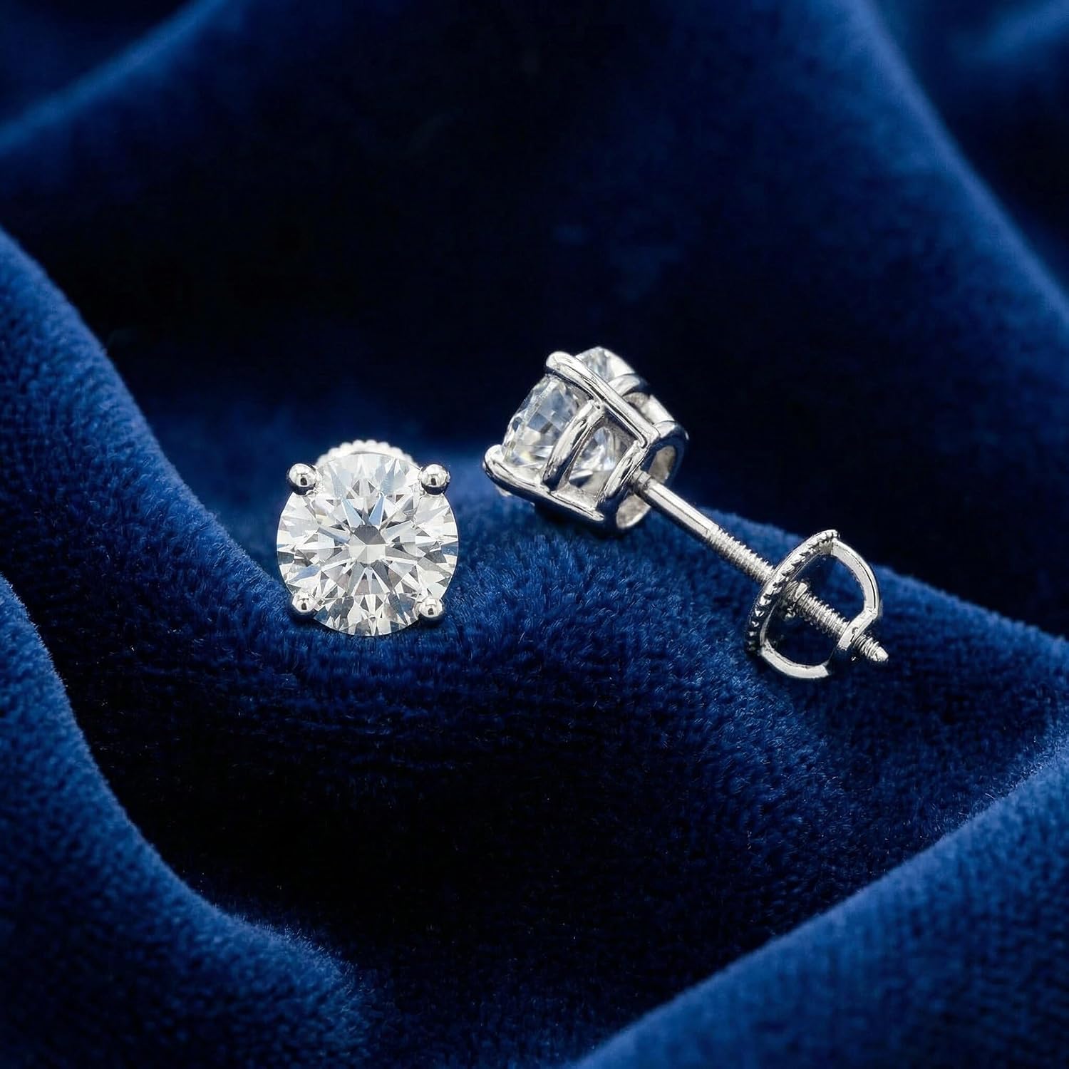 Pompeii 1.50ct Lab Grown Diamond Studs 14k White Gold Screw Backs (GH,VS)