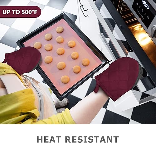 Miniatura 2 de Qulable 1 par de guantes cortos para horno, guantes de silicona para horno de cocina, resistentes al calor, 500 , mini guantes para horno con