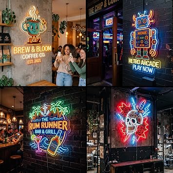 Custom Logo Neon Sign, UV Printed LED Sign for Business, Office & Salon