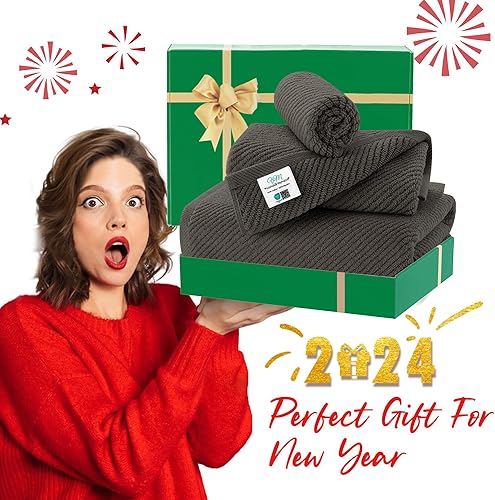 Vista 208 de VOOVA & MOVAS Toallas verdes para baño, 100% algodón, de secado rápido, ligeras, gruesas, suaves, juego de toallas de 6 piezas, 2 baños grandes