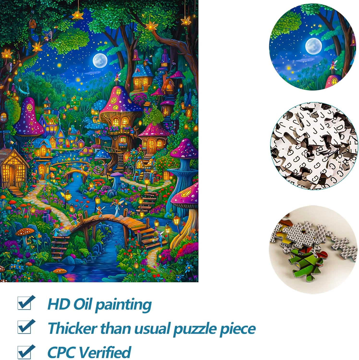Bgraamiens -Whimsywood,1000 Piece Jigsaw Puzzle for Adults Challenging Funny Family Puzzle,Beautiful Fairy Jigsaw 1000 Pieces