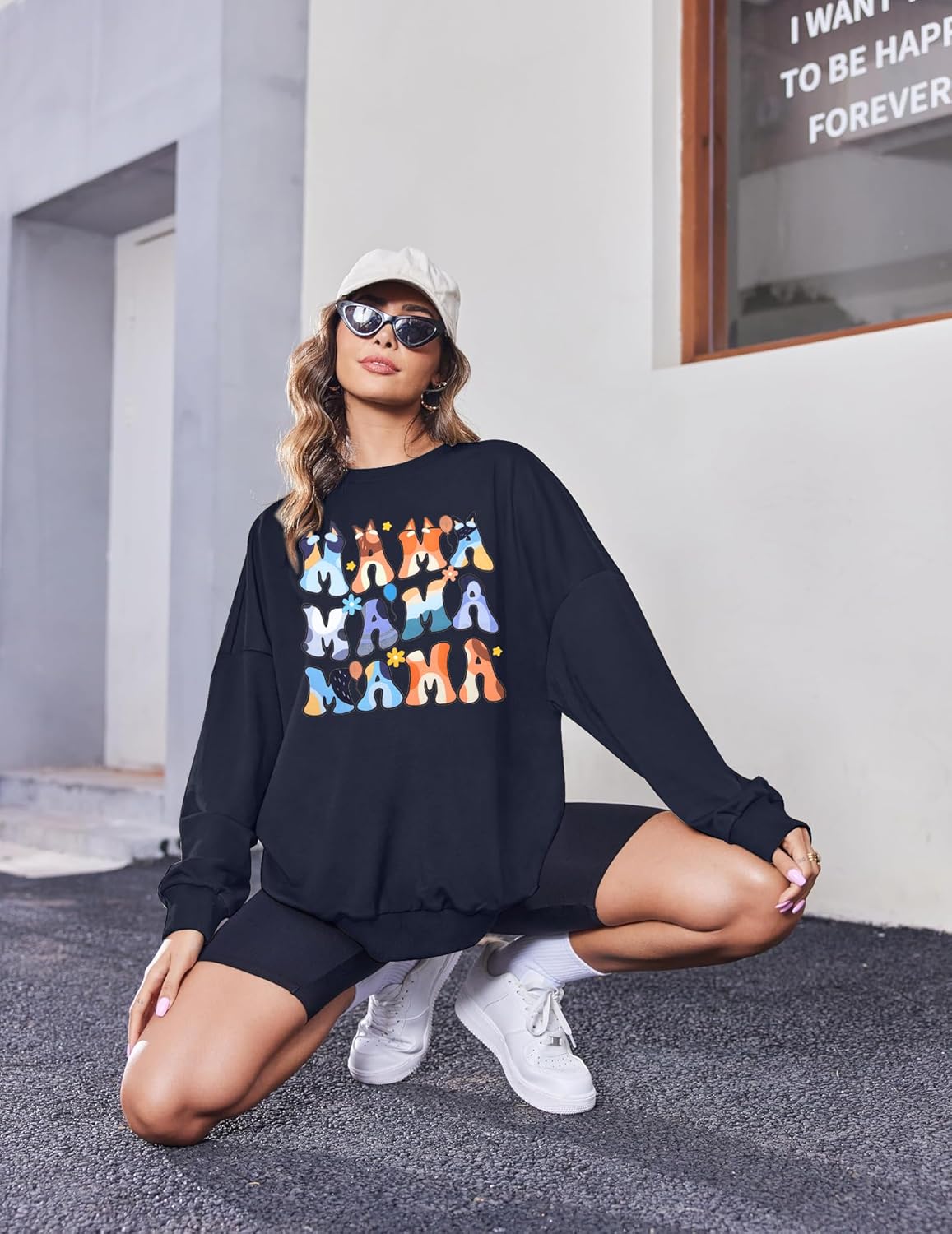 MOUSYA Oversized Mama Sweatshirt Woman Mama Letter Print Pullover Tops Trendy shirt Casual Crewneck Loose Sweatshirts - Image 5