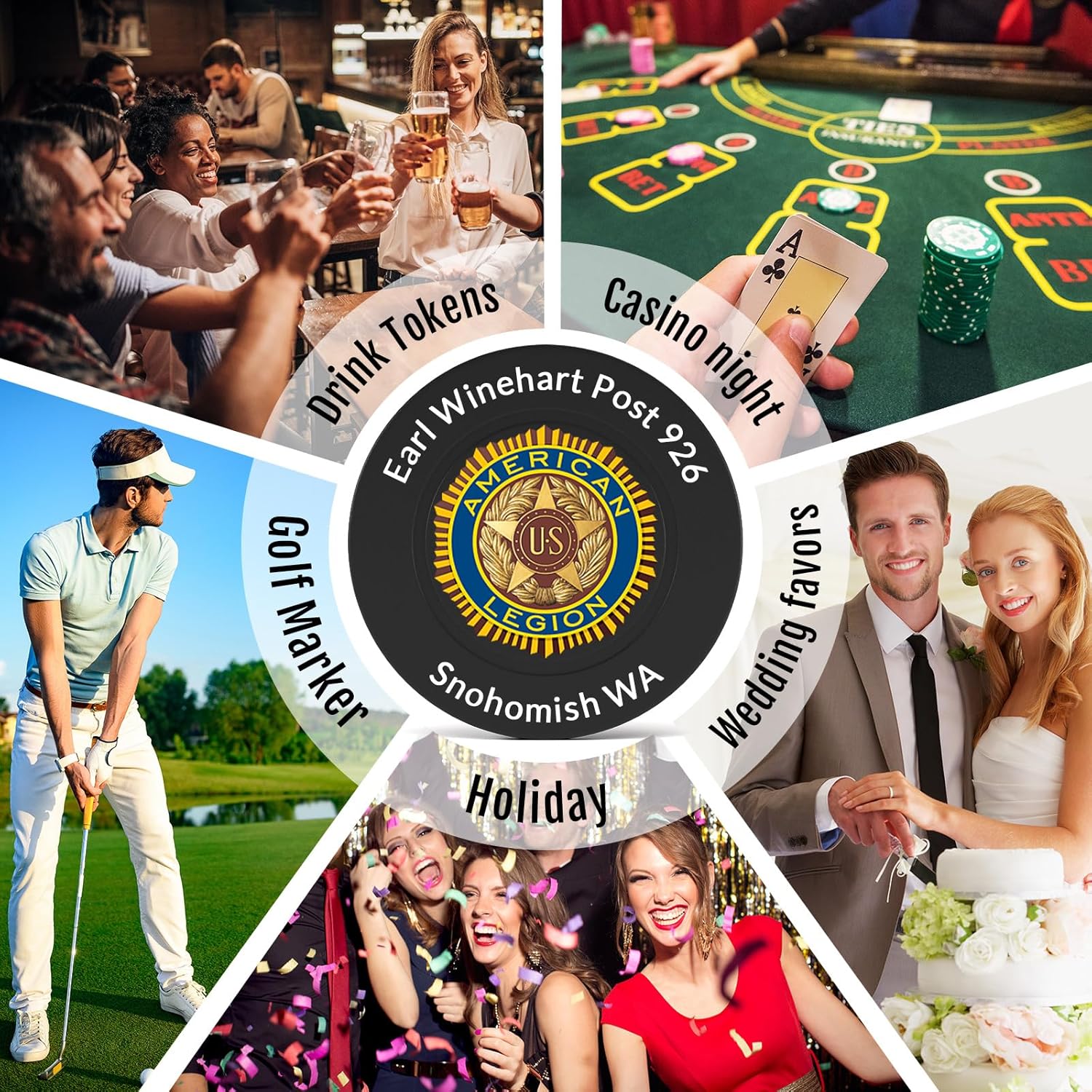 100 Pcs Custom Poker Chips with Logo, Personalized Plastic Drink Chips for Bar, Business Events Cards, Board Games,Double Side Full-Color Printing