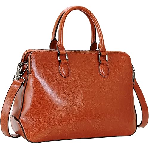 HESHE Leather Handbags for Women Tote Bag with Multi Compartments Top Handle Bag Fashion Satchel Bag Shoulder Crossbody Purse