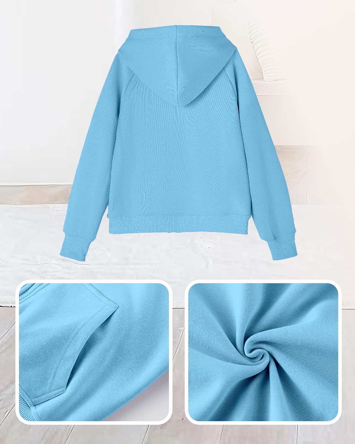 Girls Zip Up Hoodies Teen Fleece Full-Zip Sweatshirts Jacket Casual Hoodie with Pocket 5-14Y - Image 6