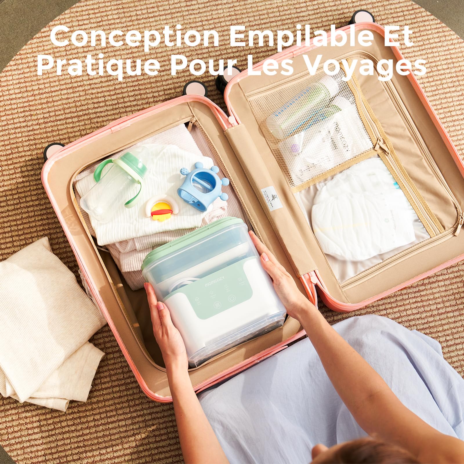 Momcozy Stérilisateur Séchoir 4-en-1, 6 Biberons, Compact, Électrique | Tire-lait et Accessoires, Nouveau-né, Sans BPA, Hygiène, Automatique, Bébé, Cadeau, Lot, Silencieux, Rapide, Sûr, Voyage