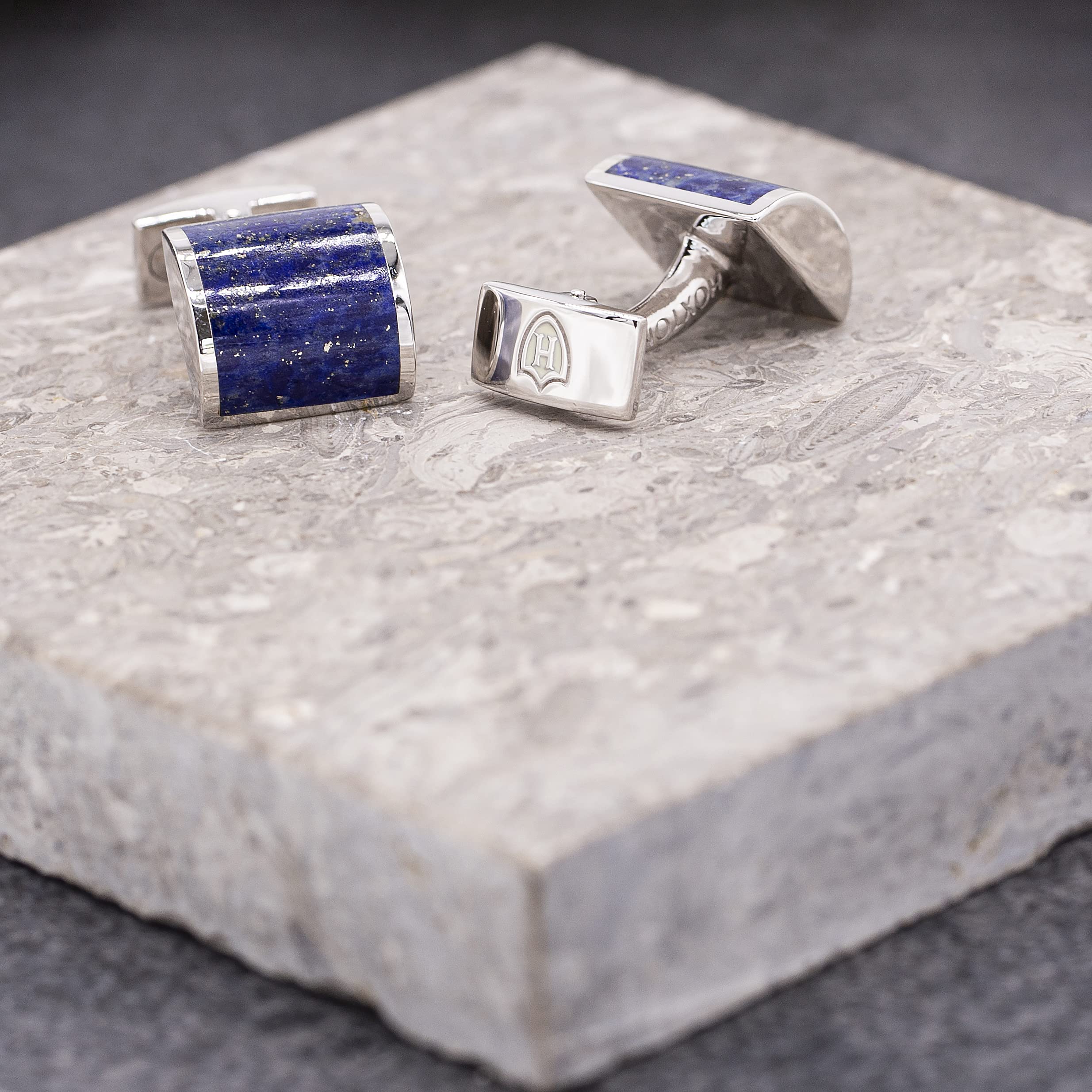 Boutons de Manchette Carrés en Lapis Lazuli et Argent Sterling pour Homme