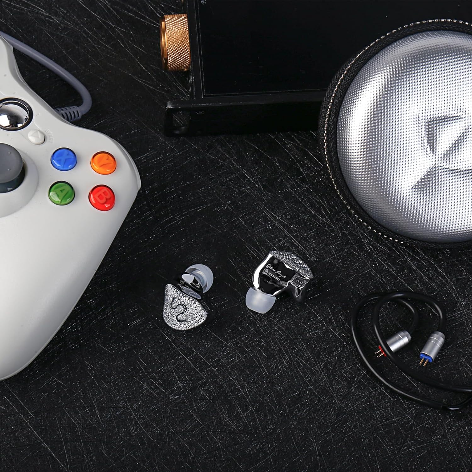 EZ EAR SPA-SG Type-C Wired Earbuds,EarAcoustic Audio Crystal Diamond Surface IEMS HiFi in Ear Monitor Earphones,Type C Plug with Mic Noise Isolating Earbuds for iPhone Android