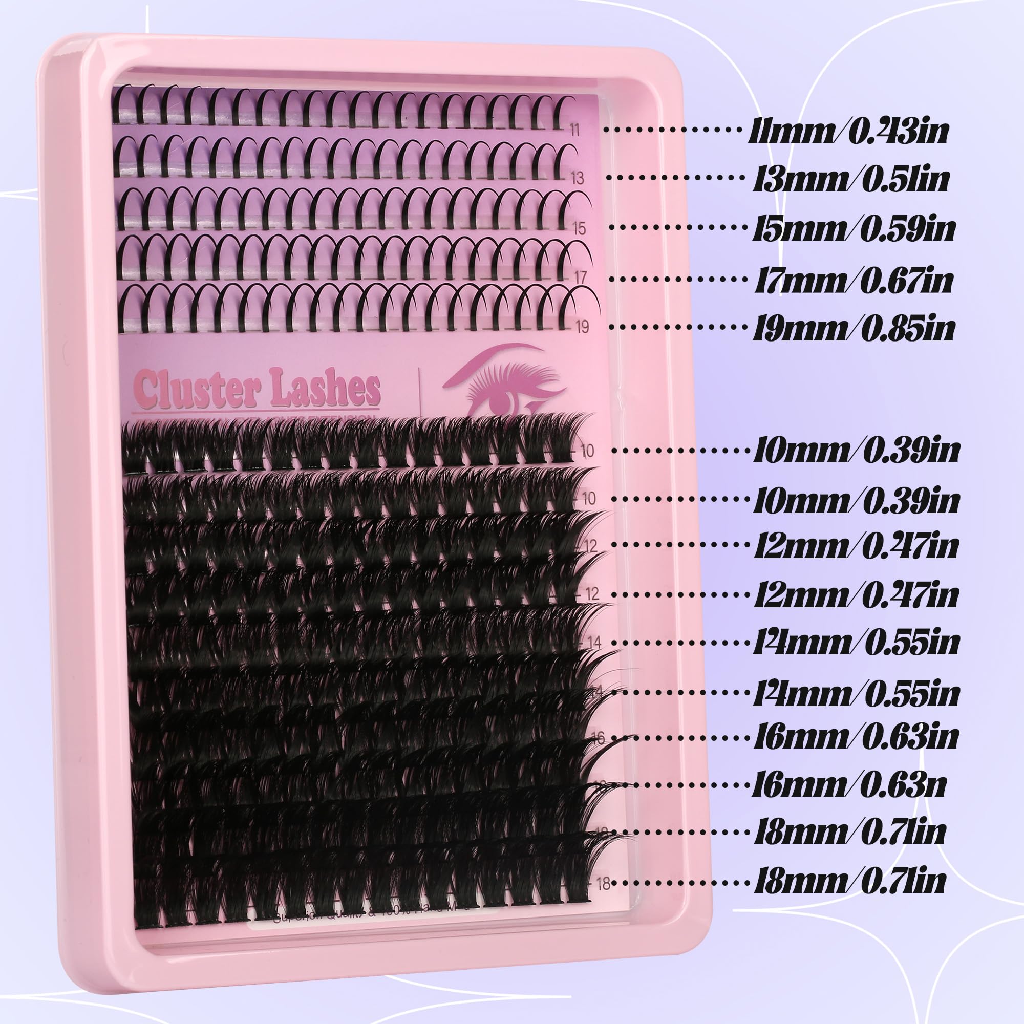 Lash Clusters 100D Lash Spikes Eyelash Clusters Volume 260pac Long 10-19mm Individual Lashes DIY Spiky Lash Extension Mega Cluster Eyelash Extensions Mink Strips Lashes Thick - Image 4
