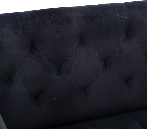 Miniatura 9 de JOYBASE Silla decorativa de terciopelo, sillón de terciopelo, silla moderna de mediados de siglo con patas de metal, silla decorativa copetuda,