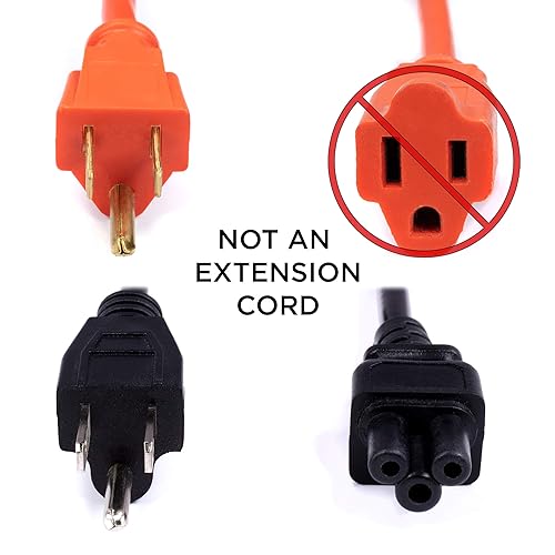 Miniatura 3 de Cable de alimentación de CA de 3 pies, color negro, de 3 clavijas, para portátiles, computadoras y fuentes de alimentación, cable de alimentación