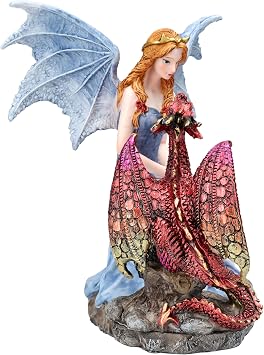 Figuren Shop GmbH Eldrin with Dragon - Fantasy Figurine with Wings 19 cm
