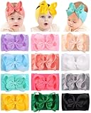 doboi Baby Girl Headbands, 12pcs Nylon Headbands with Big Baby Bows, Hair Accessories for Infant Newborn Toddler