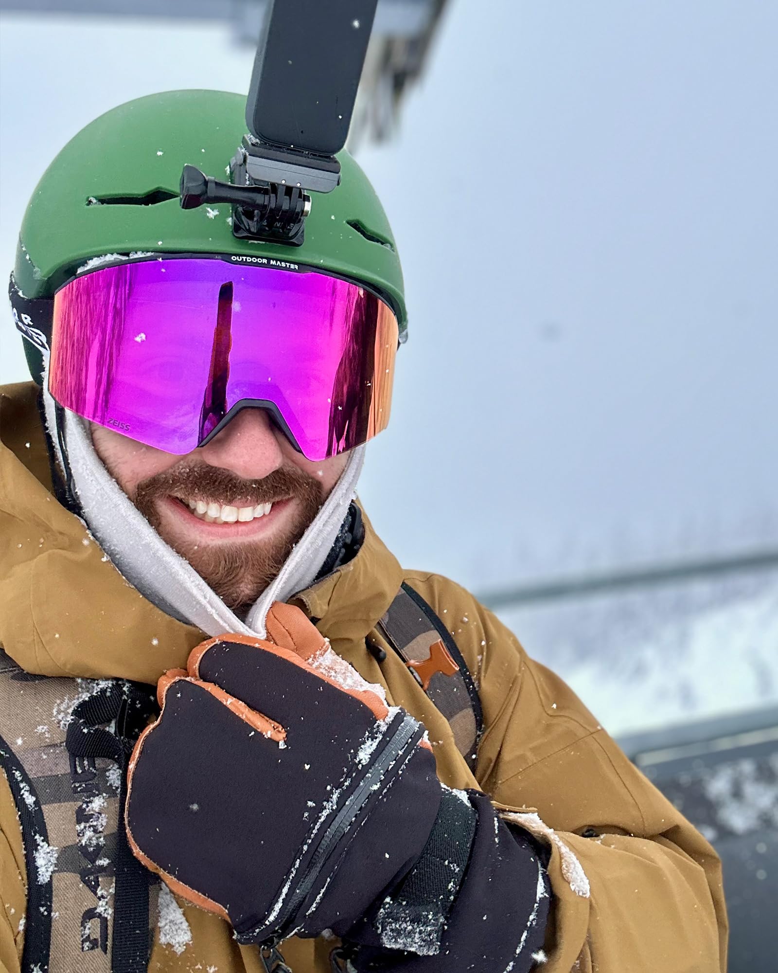 OutdoorMaster Falcon Skibrille ZEISS Magnet Wechselglas Anti-Beschlag | ZEISS Präzisionsoptik, Anti-Beschlag, UV-Schutz, Rahmenlos, Dreischicht-Schaum, Helmkompatibel, für Wintersport