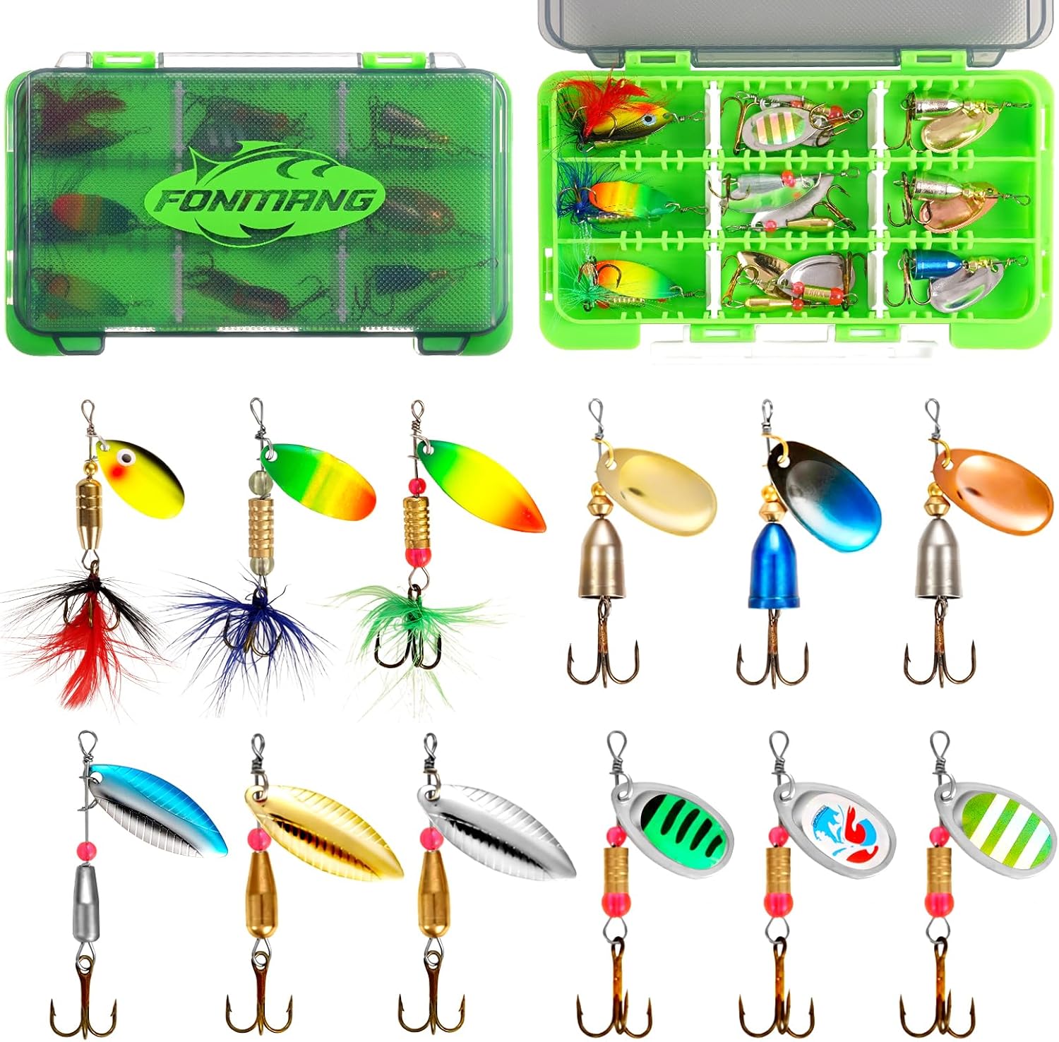 FONMANG 2026 New Spinnerbaits: Bass Trout Fishing Lures for Freshwater Saltwater - Pike Salmon Walleye Crappie, Multiple Weights