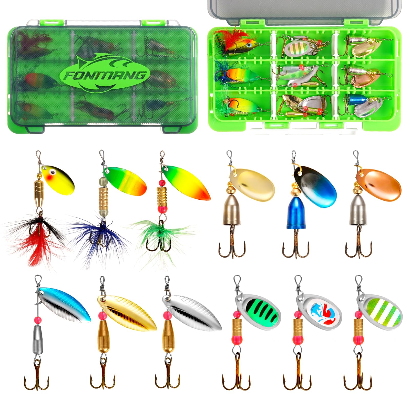 FONMANG Fishing Lure Spinner baits for Freshwater and Saltwater,2026 New Bass Trout Fishing Lures Also for Crappie Salmon Walleye Pike