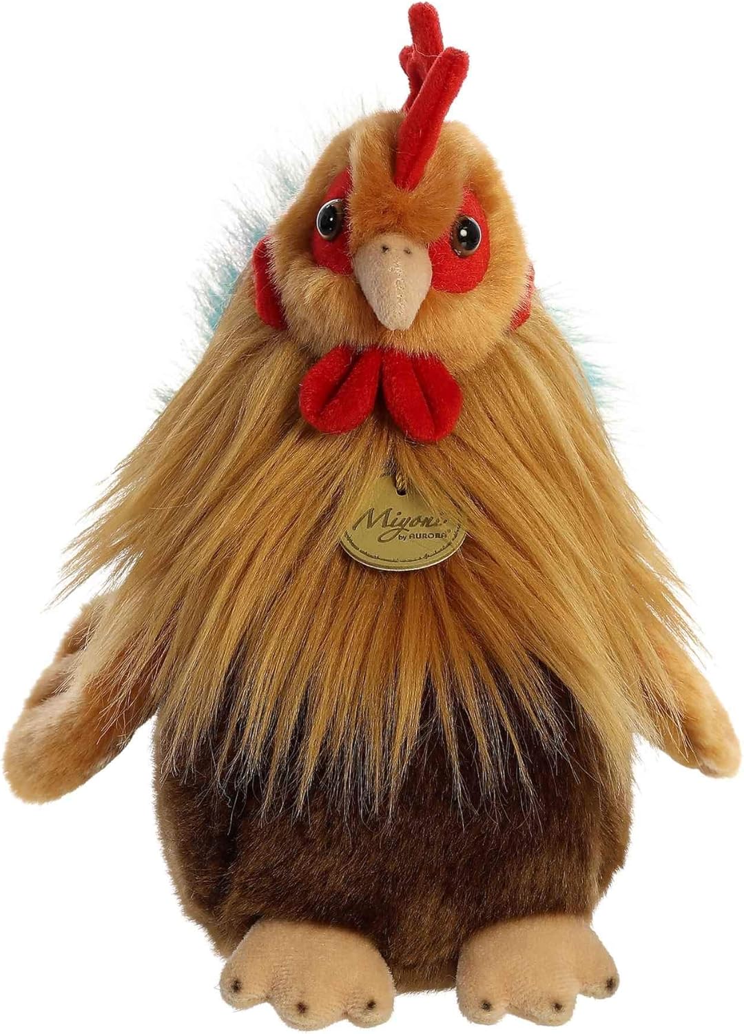 Aurora® Realistic Miyoni® Rooster Stuffed Animal - Lifelike Detail - Cherished Companionship - Brown 9 Inches