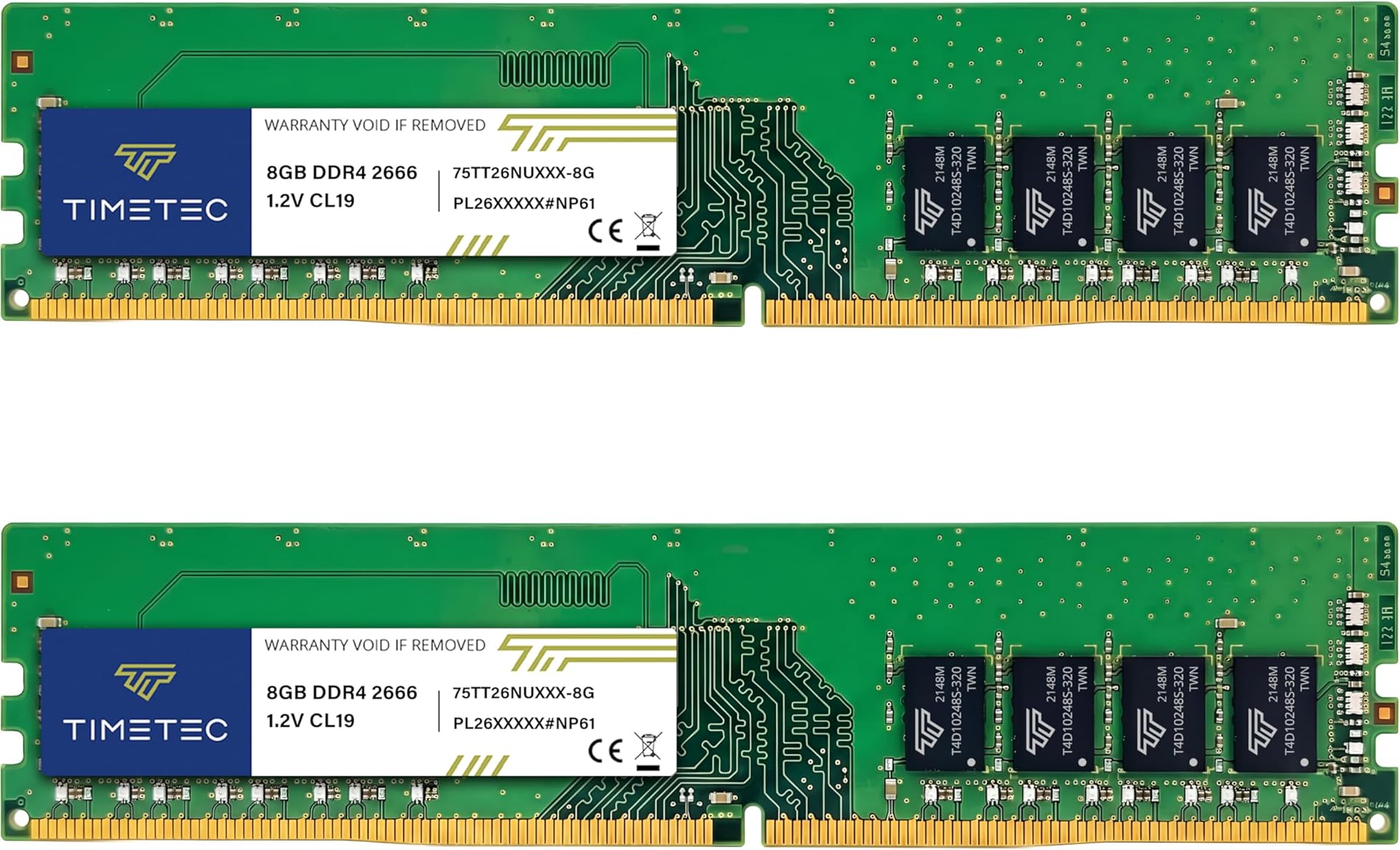 Timetec Premium 16GB KIT (2x8GB) DDR4 2666MHz (PC4-2666V) PC4-21300 UDIMM Desktop RAM – 288-Pin 1.2V CL19 Non-ECC Unbuffered DIMM Memory Module Upgrade