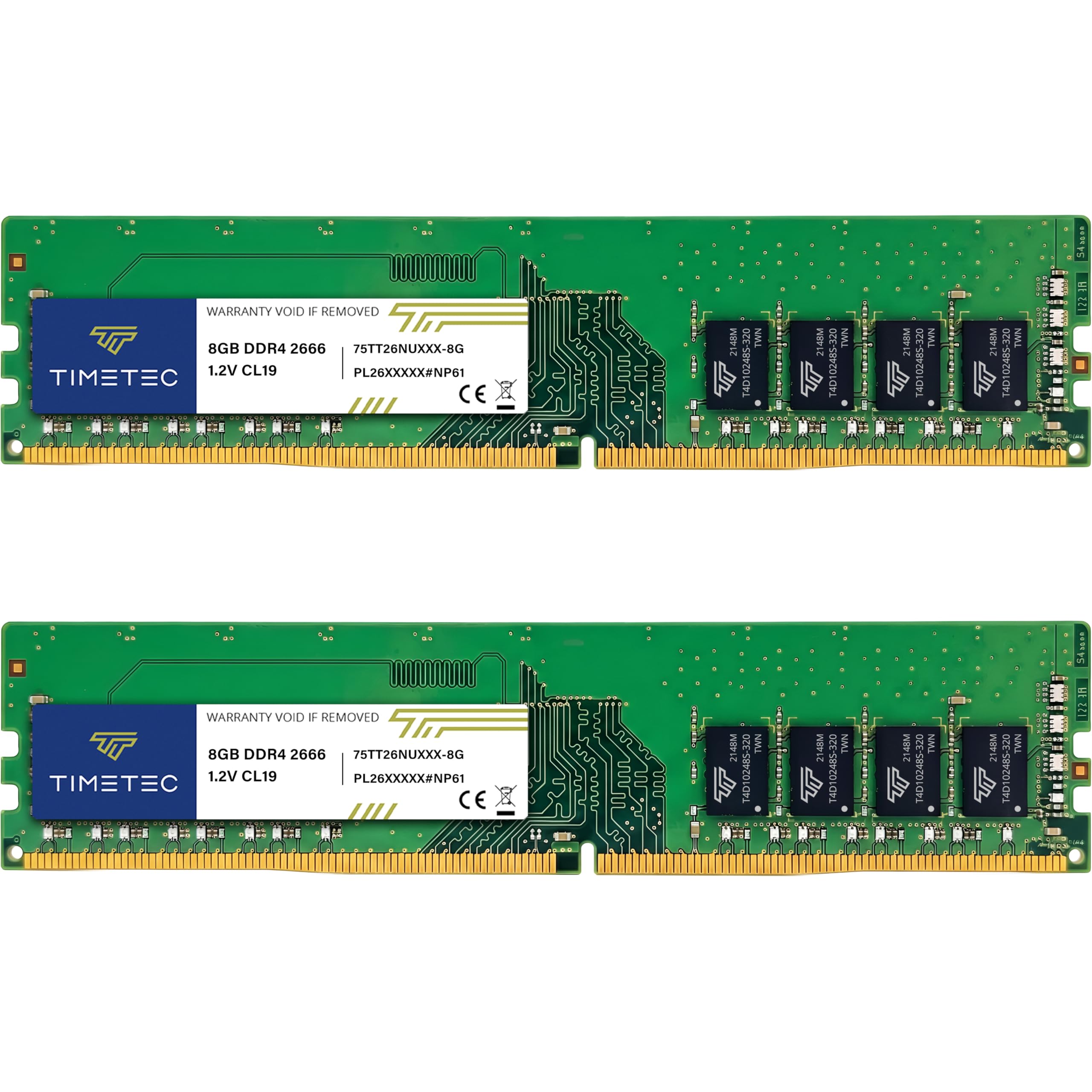 Timetec 16GB KIT (2x8GB) DDR4 2666MHz (PC4-2666V) PC4-21300 UDIMM