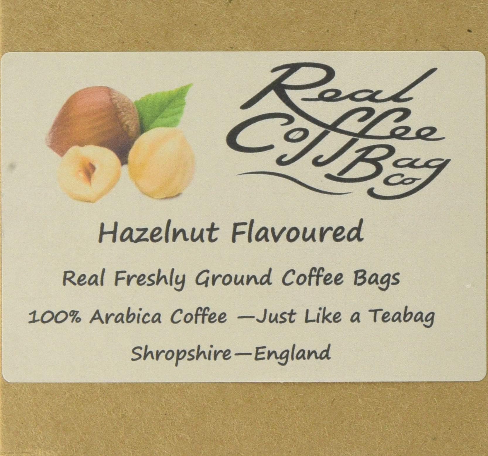 Hazelnut Flavoured Individually Wrapped Instant Ground Coffee Bags - Pack of 10 Bags by Real Coffee Bags Co.
