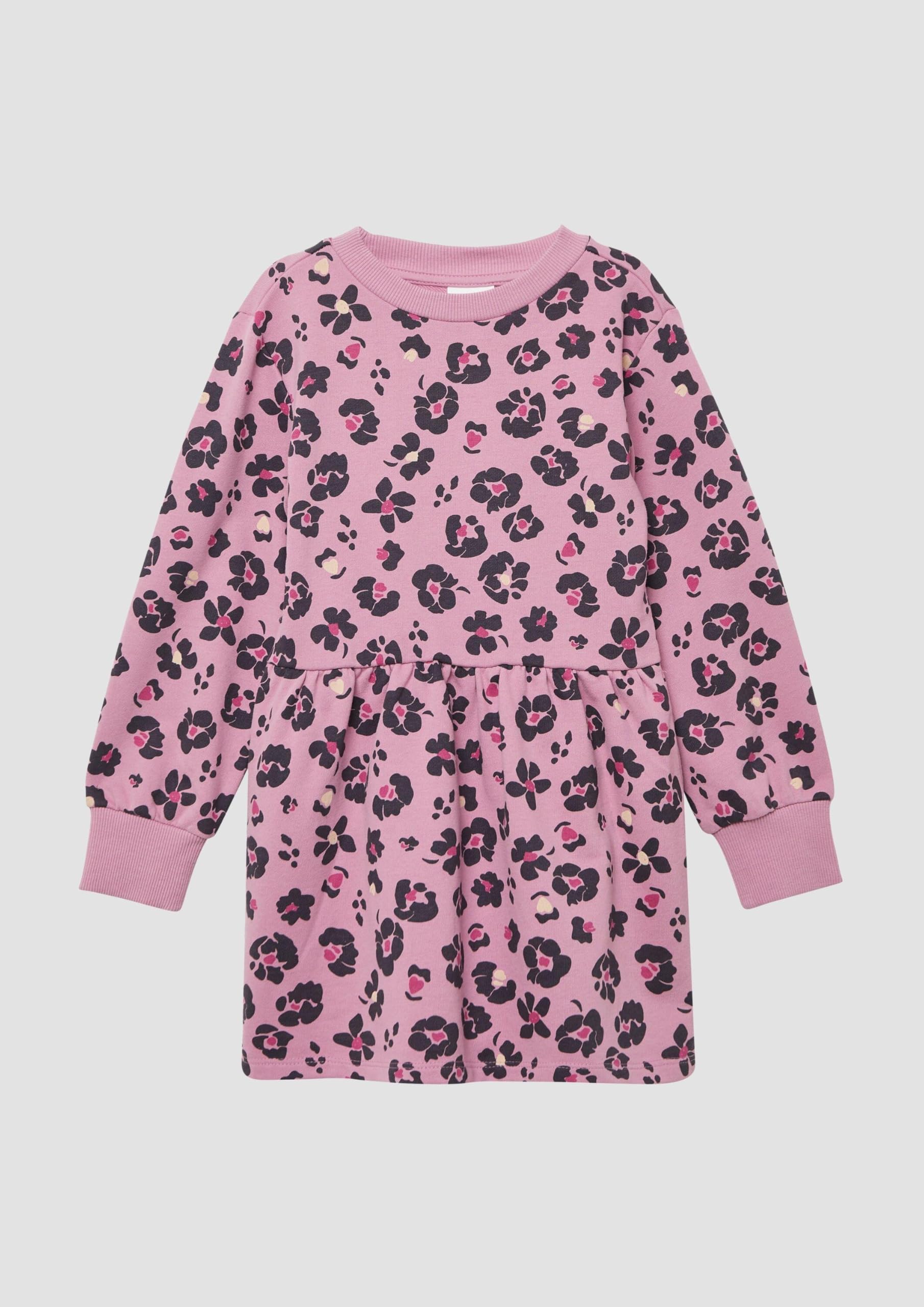 s.Oliver Kurzes Sweatkleid aus Baumwollmix mit All-Over-Print