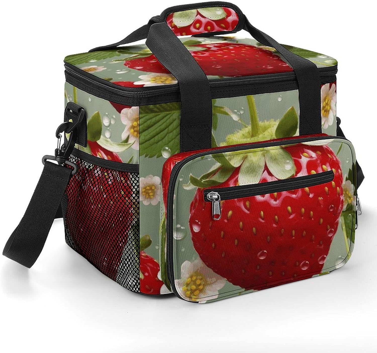Lovely Strawberry Cooler Bags Portable Soft Cooler Bag Lightweight Ice Chest Insulated Lunch Bags Camping Cooler Bag Cooler Lunch Tote Coolers for Picnic Travel Beach