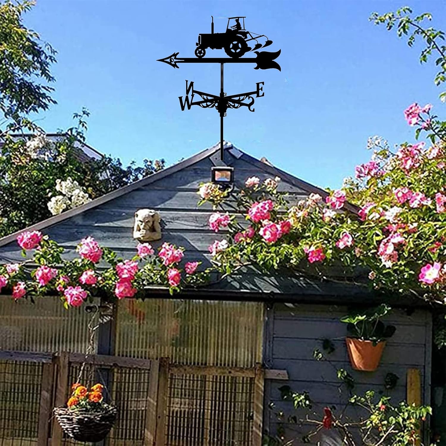 Weathervane ファームトラクターオーナメント メタルウェザーベーン 風向計 シーンガーデン 風向計 防錆コーティング付き