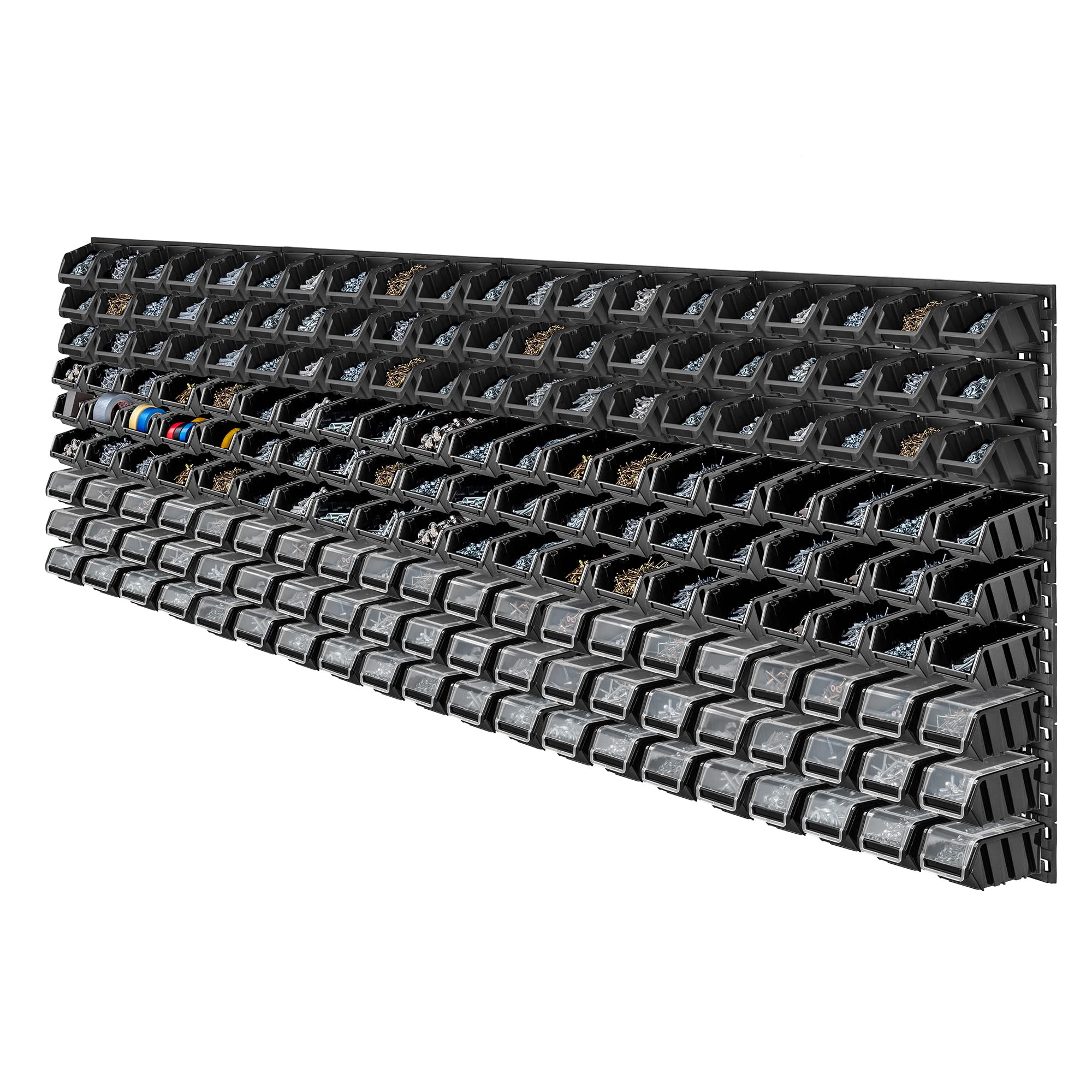 KADAX Large Wall Mounted Tool Shelf, 232 X 78 Cm, Heavy Duty Plastic Storage System, UV Resistant Modular System, Extendable Wall Plates, Garage Workshop Shelf, Black, 180