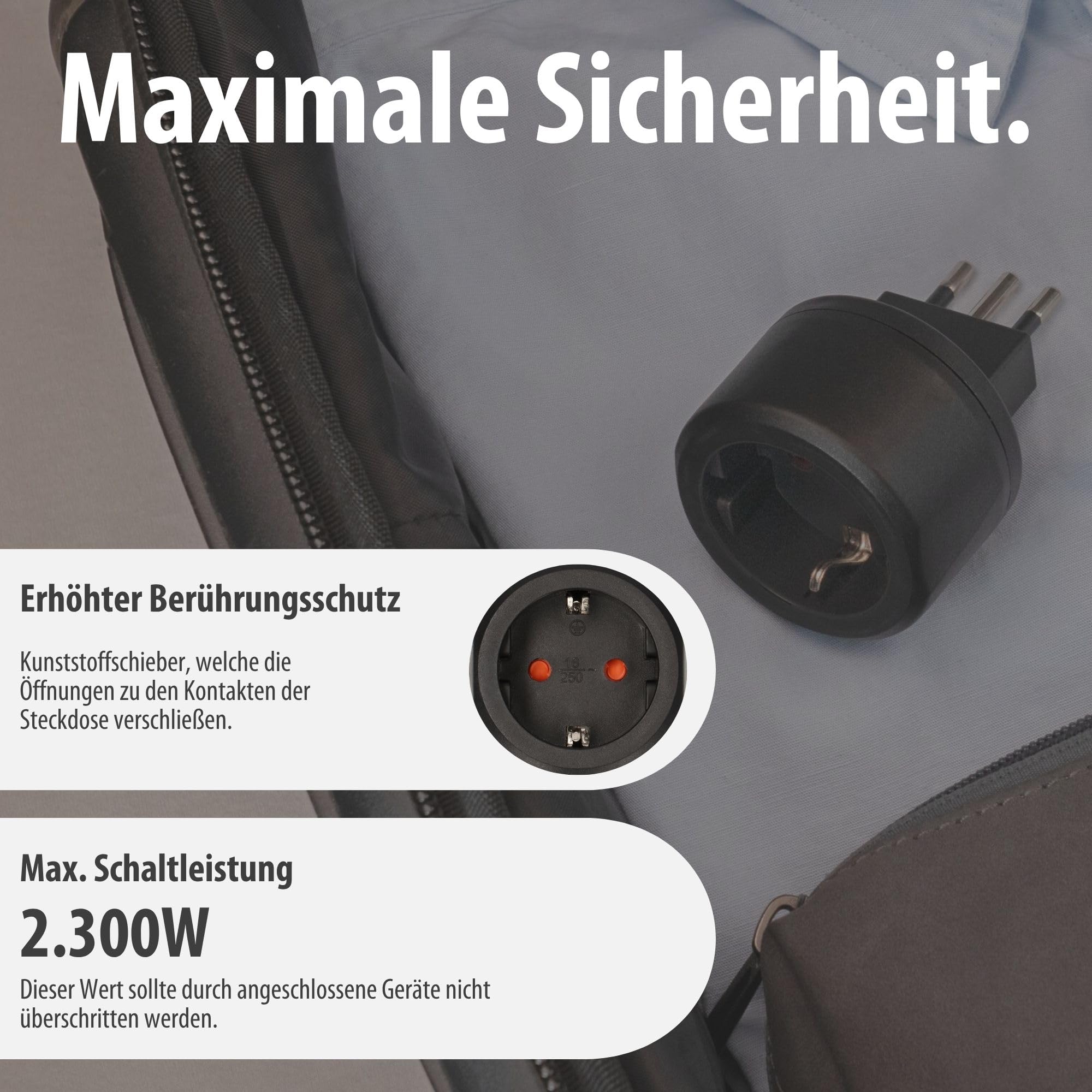 Brennenstuhl Reisestecker/Reiseadapter (Reise-Steckdosenadapter zum Anschluss elektrischer Geräte mit Schutzkontakt Stecksystem in Ländern mit italienischem Stecksystem) schwarz - Image 4