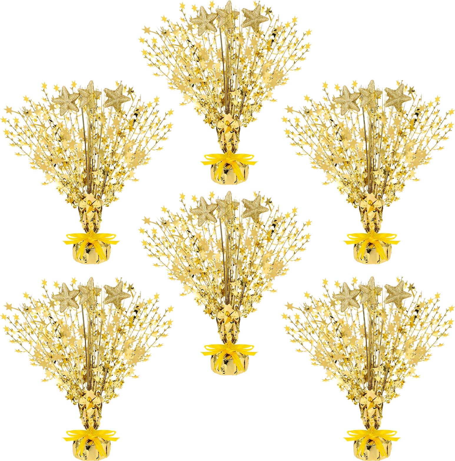 Wenqik 6 Pcs Spray Centerpiece Foil Star Centerpieces New Year Christmas Metallic Star Table Decorations for Party Event Anniversary Memorial Dining