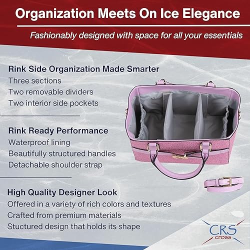 Miniatura 4 de CRS Cross Rink Side Tote. Ice Skating Accessory Bag-Figure Skating, Roller, Inline Skaters, Dance, Cheer.Organizes Guards Water Bottle Phone