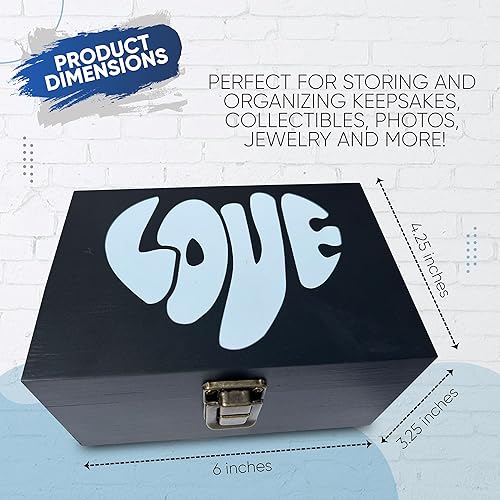 Miniatura 2 de LOVE Caja de recuerdos, caja de almacenamiento de madera negra, caja de madera decorativa para decoración del hogar, caja de memoria de madera para