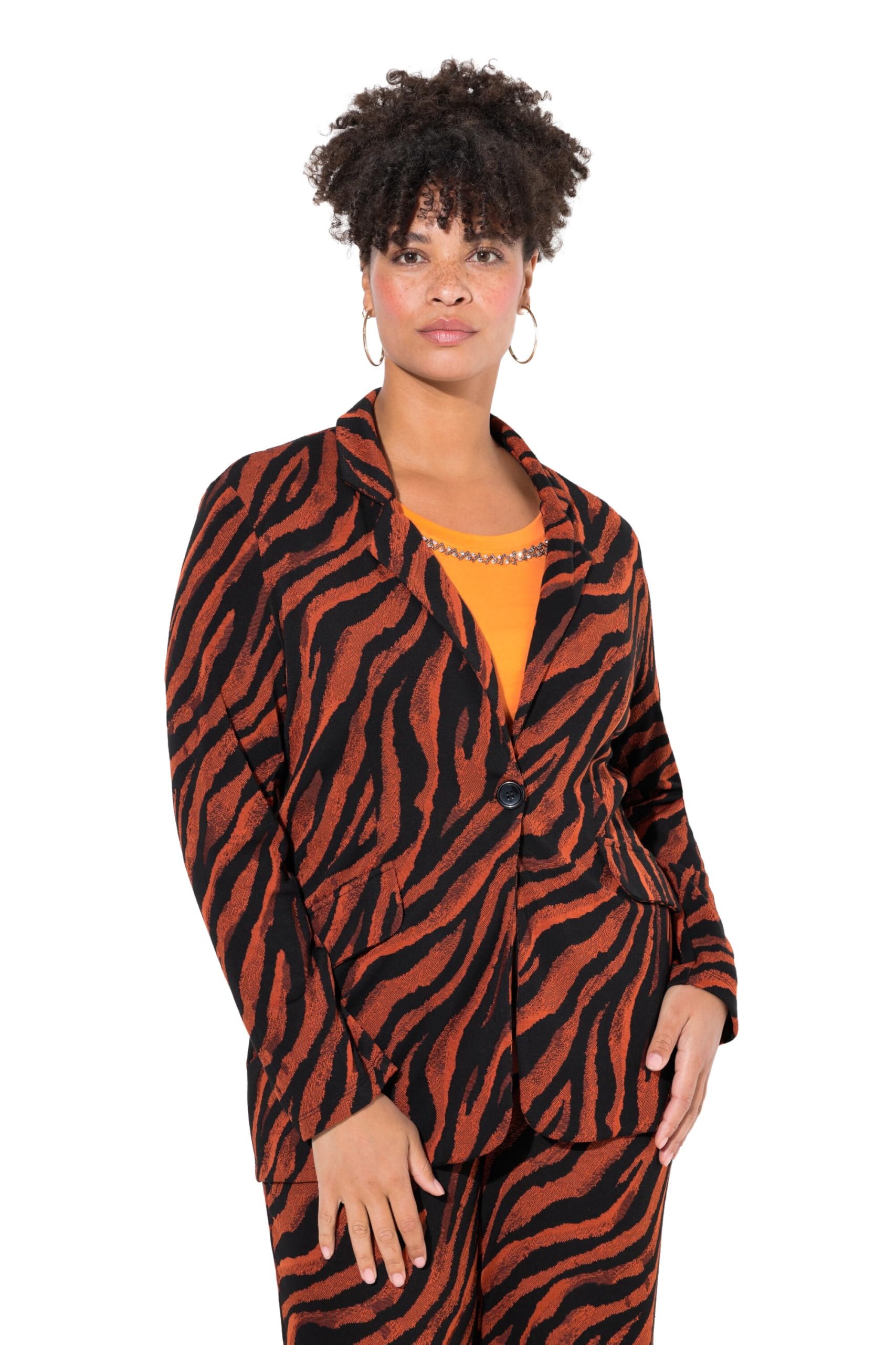 MIAMODA Damen große Größen Übergrößen Plus Size Blazer, schmale Form, Zebramuster 837278