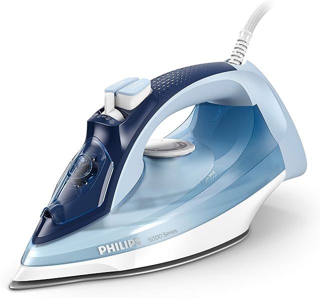 Philips Steam Iron 5000 Series, 2400 W Power, 40 g/min Continuous Steam, 180 g Steam Boost, SteamGlide Plus, DST5020/26, Blue