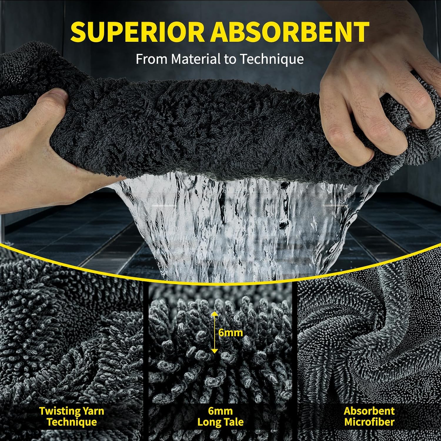 2-Pack Car Drying Towel 24"x40" - 10"x12" Detailing Pros & Home Users - 1300 GSM Microfiber Towels Absorbs Over 11lbs of Water Leaves No Streaks, Spots or Scratches Dries an Entire Vehicle