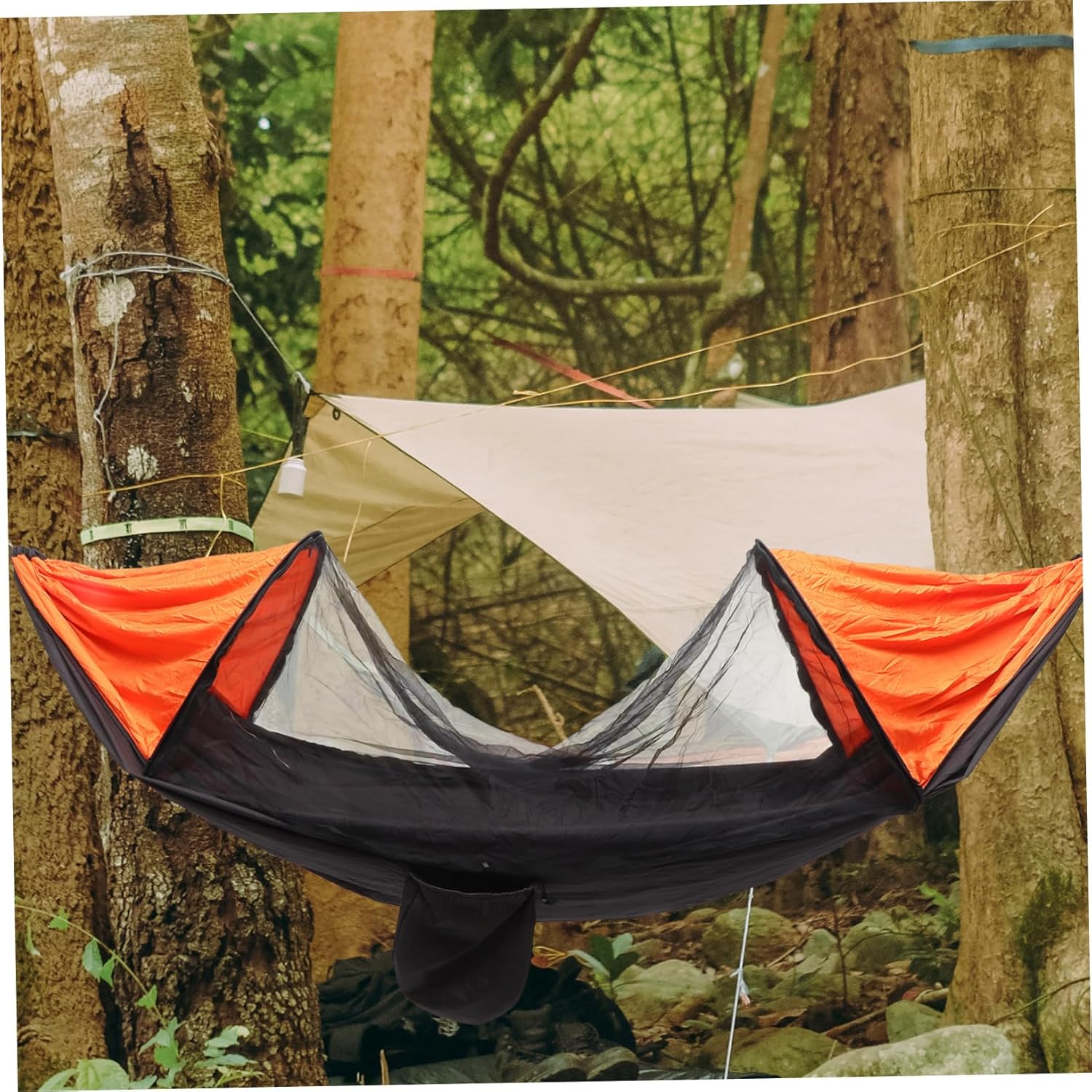 1pc Portable Multi-Function Camping Hammock Uv and Net Lightweight Hanging Tent for Outdoor Activities