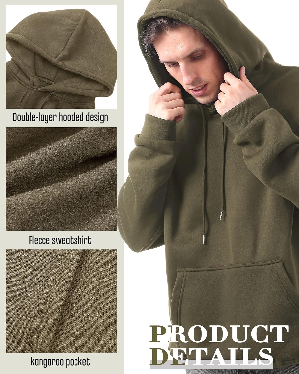 Taiyin 3 Pack Men's Lightweight Fleece Pullover Hoodie Long Sleeve Sweatshirt with Pockets for Men - Image 4