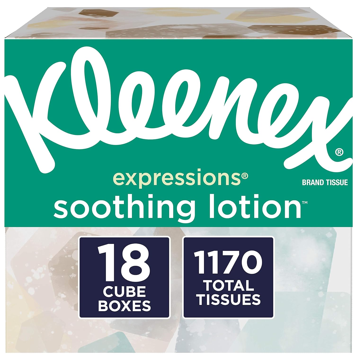 Kleenex Expressions Soothing Lotion Facial Tissues 18 Cube Boxes 65 Tissues Per Box 1 170 Tissues Total Coconut